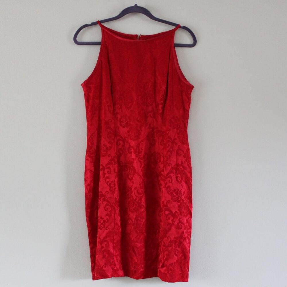 Vintage Caren Desiree Company CDC Red‎ High Neck Sleeveless A Line Dress 10